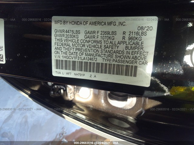 Photo 8 VIN: 1HGCV1F31LA124672 - HONDA ACCORD SEDAN 