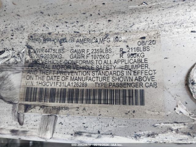 Photo 8 VIN: 1HGCV1F31LA126289 - HONDA ACCORD 