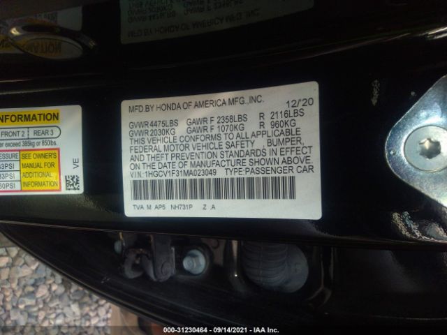 Photo 8 VIN: 1HGCV1F31MA023049 - HONDA ACCORD SEDAN 