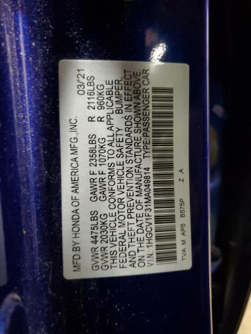 Photo 12 VIN: 1HGCV1F31MA049814 - HONDA ACCORD 