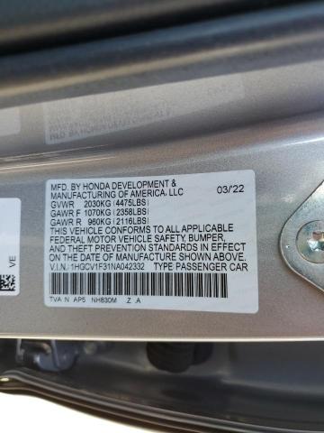 Photo 9 VIN: 1HGCV1F31NA042332 - HONDA ACCORD SPO 