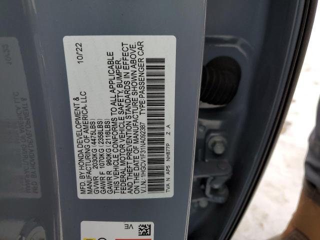 Photo 11 VIN: 1HGCV1F31NA092387 - HONDA ACCORD 