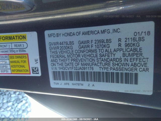 Photo 8 VIN: 1HGCV1F32JA091176 - HONDA ACCORD SEDAN 