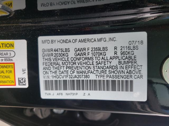 Photo 9 VIN: 1HGCV1F32JA207380 - HONDA ACCORD SPO 