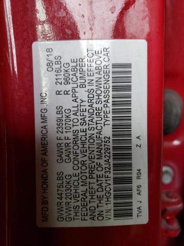 Photo 12 VIN: 1HGCV1F32JA229752 - HONDA ACCORD 