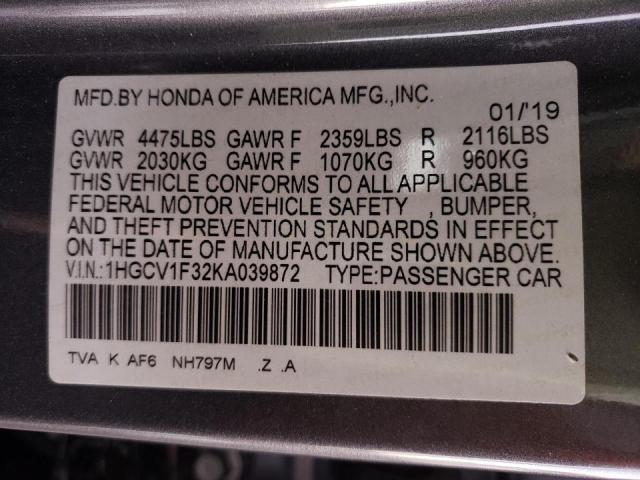 Photo 9 VIN: 1HGCV1F32KA039872 - HONDA ACCORD SPO 