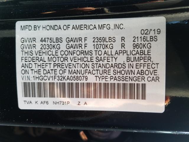 Photo 9 VIN: 1HGCV1F32KA058079 - HONDA ACCORD SPO 