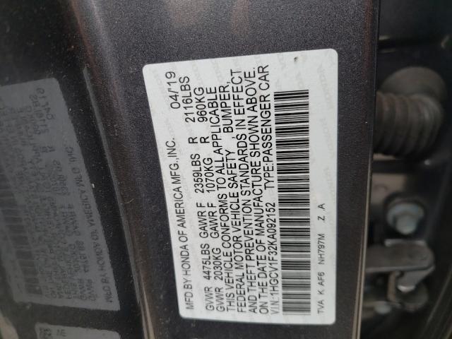 Photo 9 VIN: 1HGCV1F32KA092152 - HONDA ACCORD SEDAN 