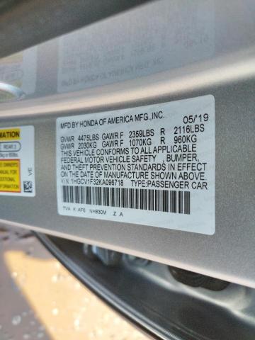 Photo 9 VIN: 1HGCV1F32KA096718 - HONDA ACCORD SPO 