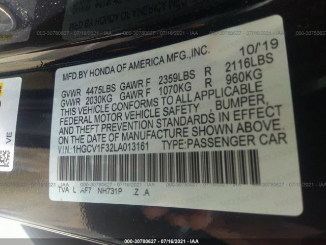 Photo 8 VIN: 1HGCV1F32LA013161 - HONDA ACCORD SEDAN 