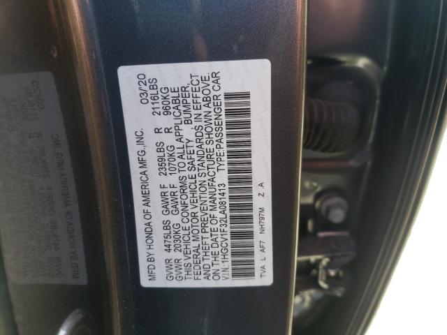 Photo 9 VIN: 1HGCV1F32LA081413 - HONDA ACCORD SPO 