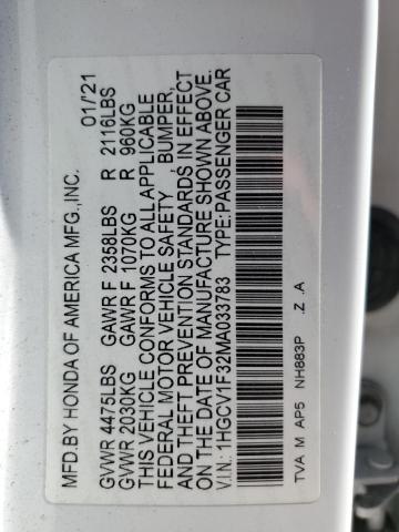 Photo 12 VIN: 1HGCV1F32MA033783 - HONDA ACCORD SPO 