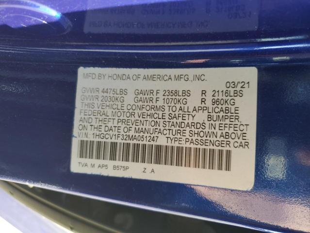 Photo 11 VIN: 1HGCV1F32MA051247 - HONDA ACCORD SPO 