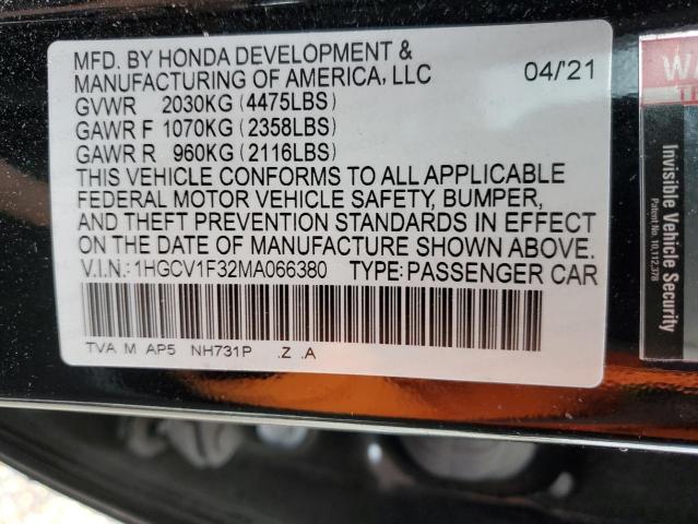 Photo 11 VIN: 1HGCV1F32MA066380 - HONDA ACCORD SPO 