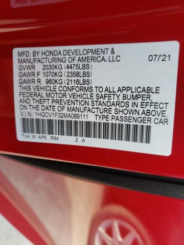 Photo 9 VIN: 1HGCV1F32MA089111 - HONDA ACCORD SPO 