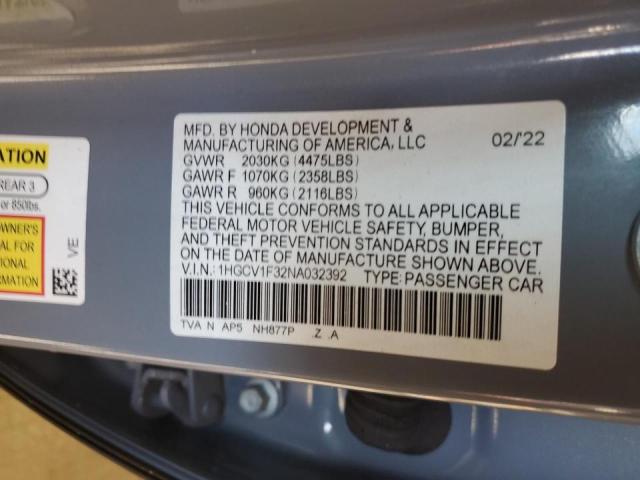 Photo 9 VIN: 1HGCV1F32NA032392 - HONDA ACCORD SPO 