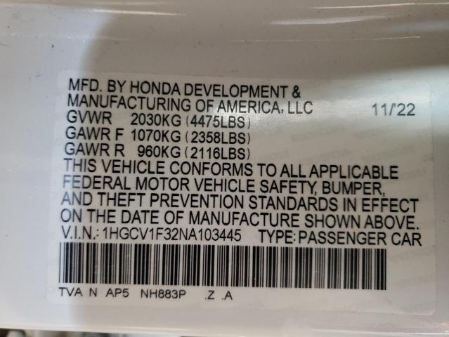 Photo 11 VIN: 1HGCV1F32NA103445 - HONDA ACCORD SPO 