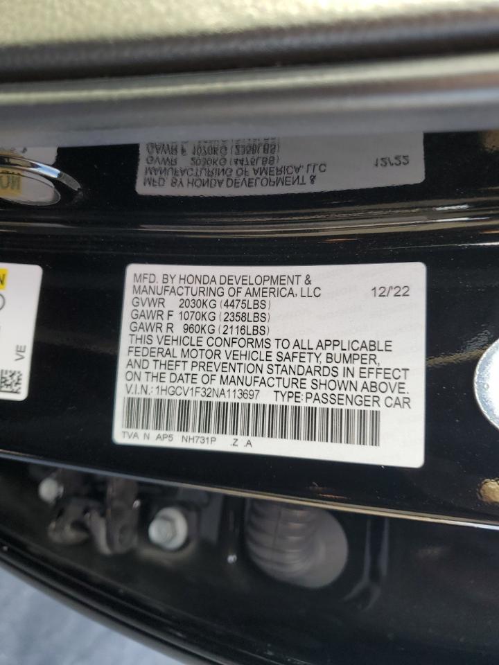 Photo 11 VIN: 1HGCV1F32NA113697 - HONDA ACCORD 