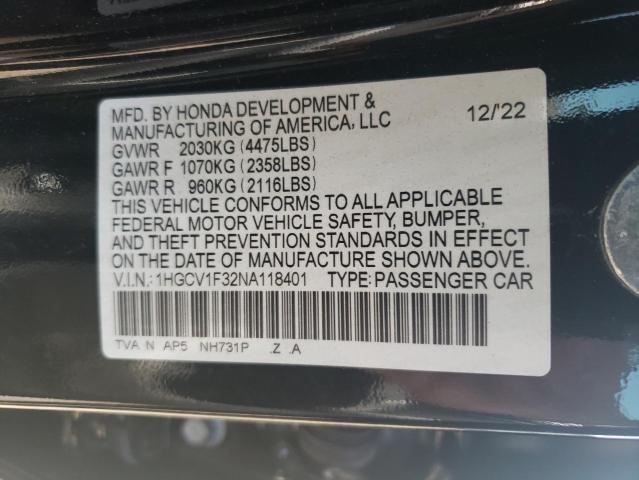 Photo 12 VIN: 1HGCV1F32NA118401 - HONDA ACCORD 