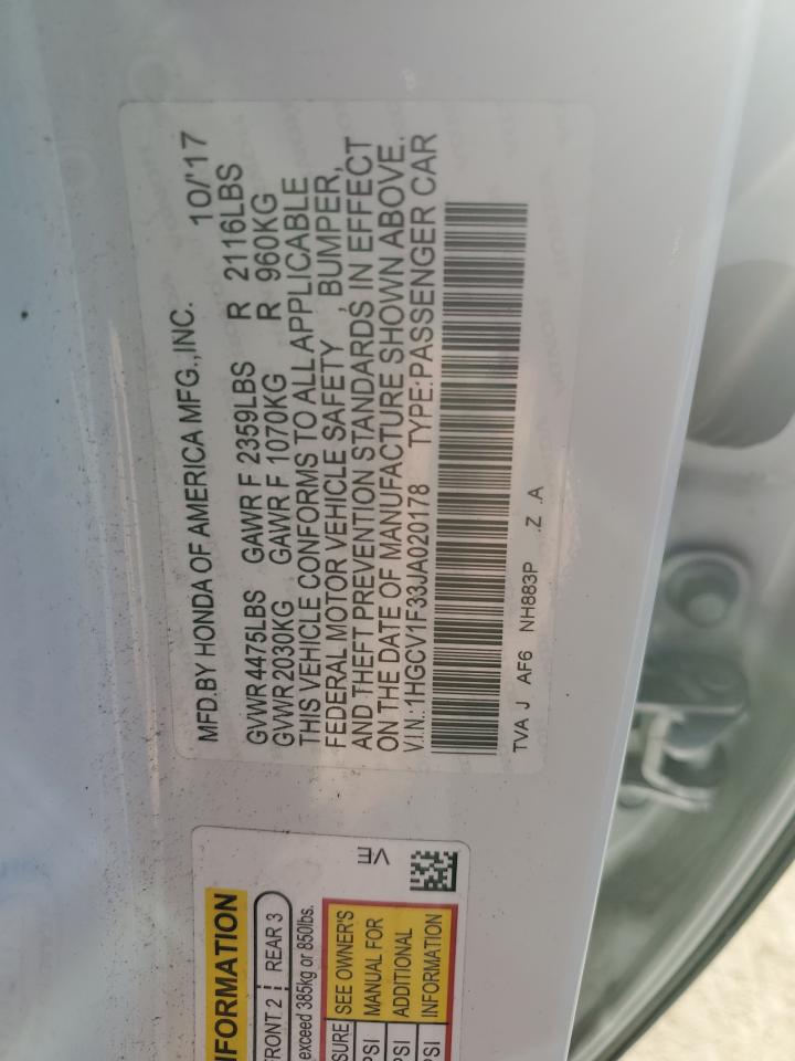 Photo 11 VIN: 1HGCV1F33JA020178 - HONDA ACCORD 