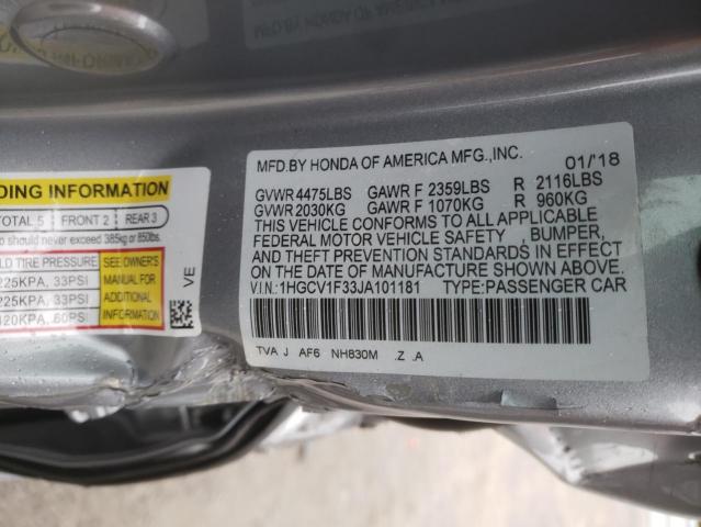 Photo 9 VIN: 1HGCV1F33JA101181 - HONDA ACCORD SPO 