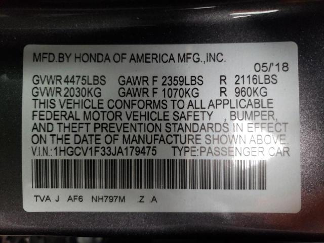 Photo 9 VIN: 1HGCV1F33JA179475 - HONDA ACCORD SPO 