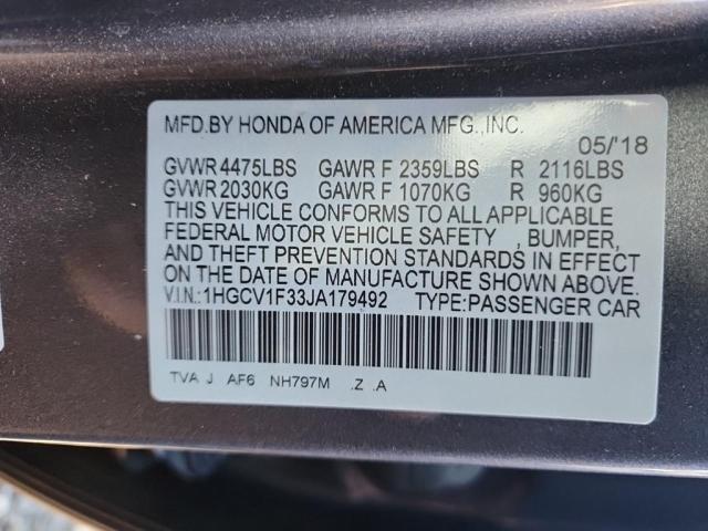 Photo 13 VIN: 1HGCV1F33JA179492 - HONDA ACCORD SPO 