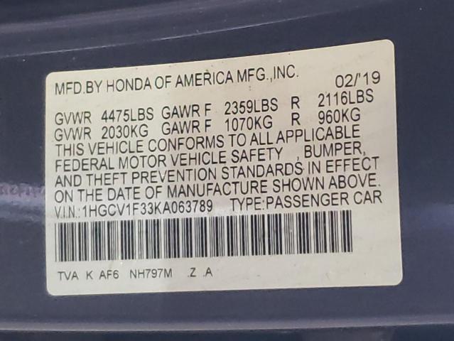 Photo 9 VIN: 1HGCV1F33KA063789 - HONDA ACCORD SPO 