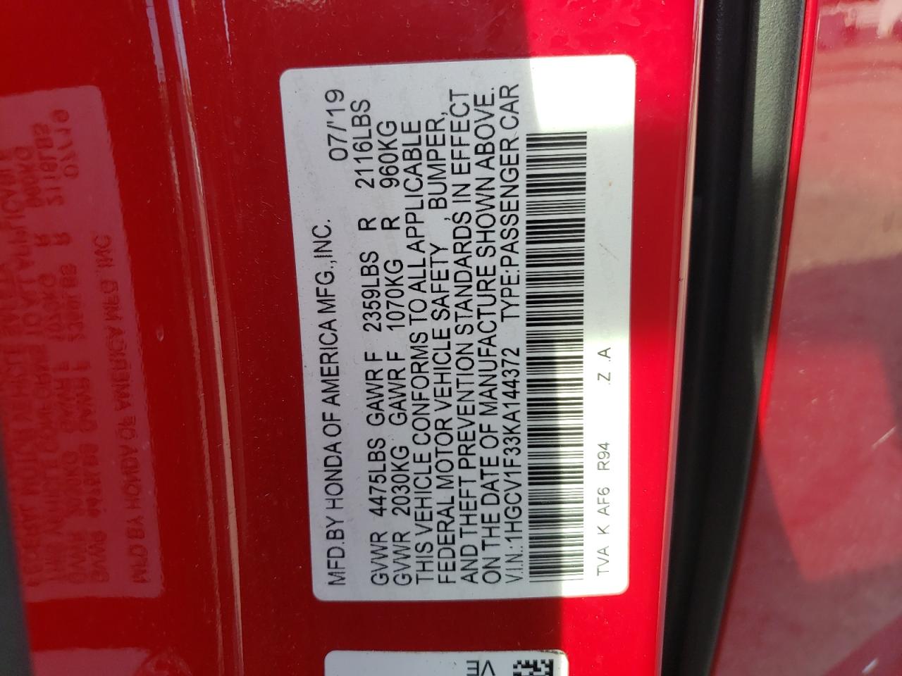 Photo 11 VIN: 1HGCV1F33KA144372 - HONDA ACCORD 