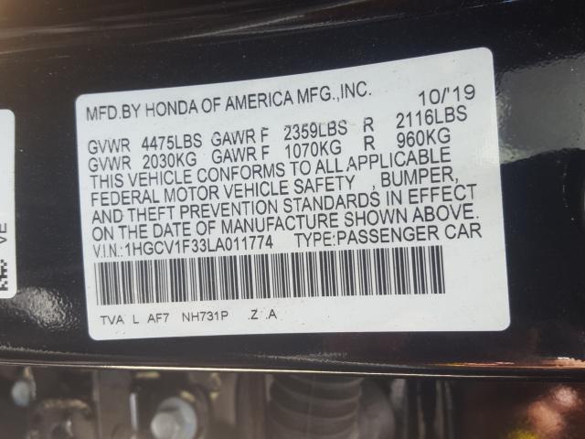 Photo 9 VIN: 1HGCV1F33LA011774 - HONDA ACCORD SPO 