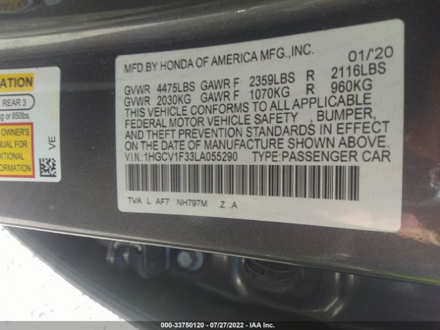 Photo 8 VIN: 1HGCV1F33LA055290 - HONDA ACCORD SEDAN 