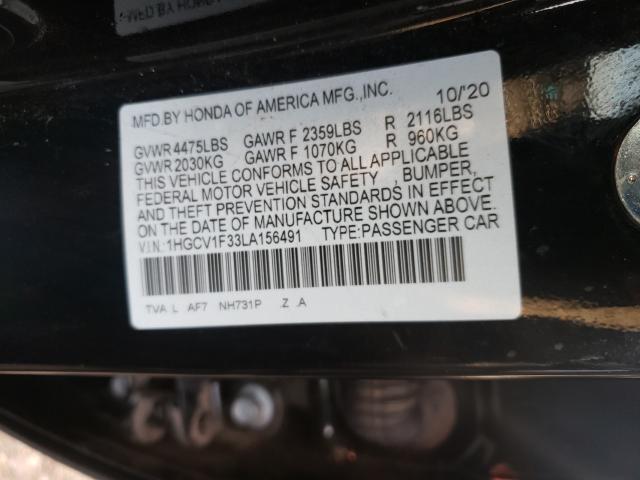 Photo 9 VIN: 1HGCV1F33LA156491 - HONDA ACCORD SPO 