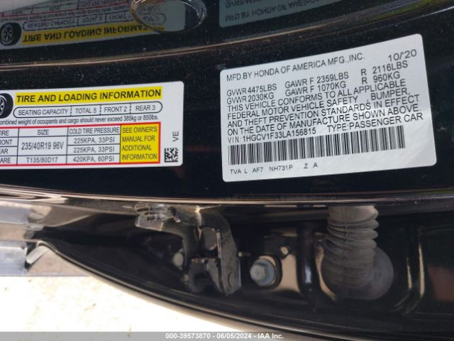 Photo 8 VIN: 1HGCV1F33LA156815 - HONDA ACCORD 