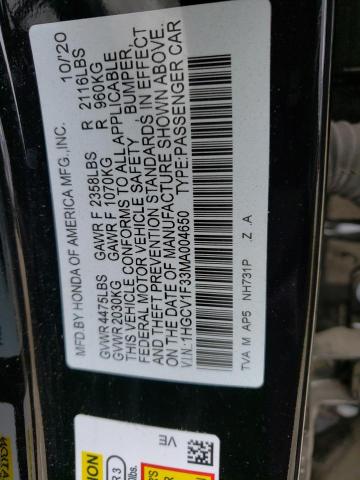 Photo 11 VIN: 1HGCV1F33MA004650 - HONDA ACCORD SPO 