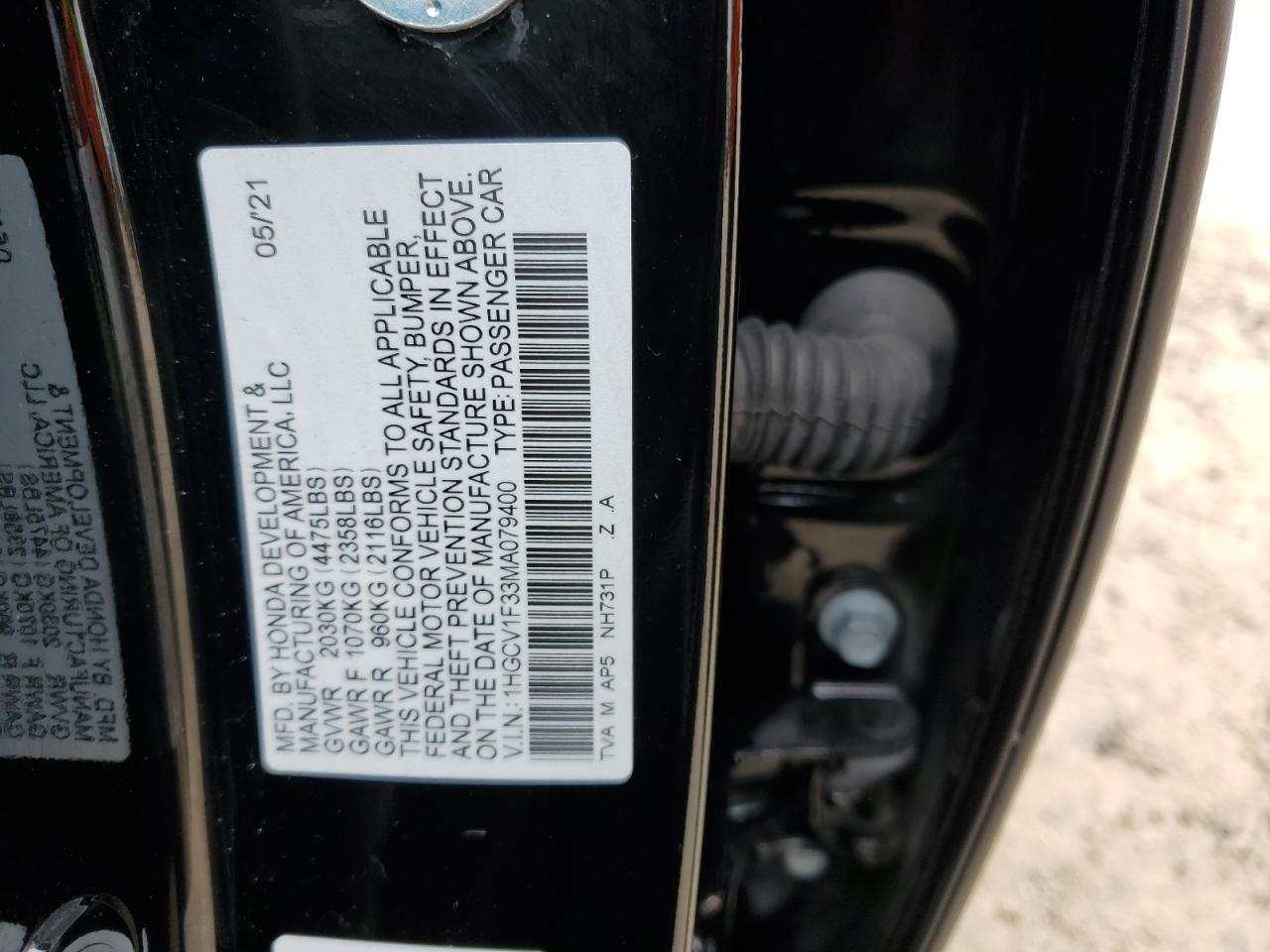 Photo 11 VIN: 1HGCV1F33MA079400 - HONDA ACCORD 