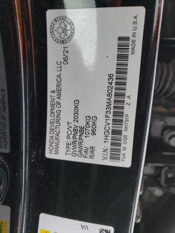 Photo 12 VIN: 1HGCV1F33MA802436 - HONDA ACCORD SPO 