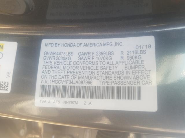 Photo 9 VIN: 1HGCV1F34JA097996 - HONDA ACCORD SPO 