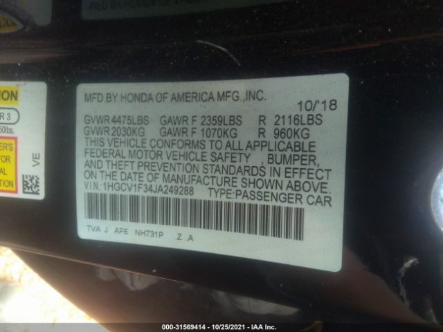 Photo 8 VIN: 1HGCV1F34JA249288 - HONDA ACCORD SEDAN 