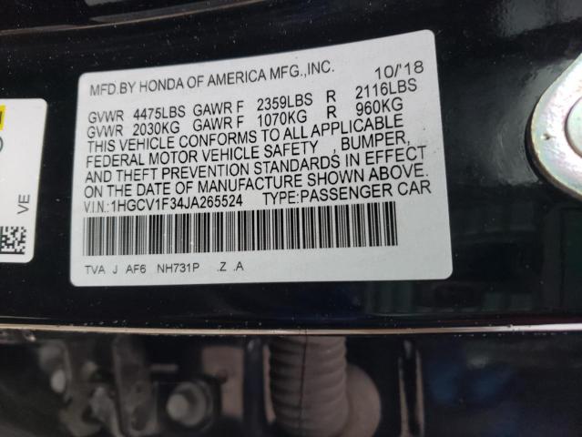 Photo 12 VIN: 1HGCV1F34JA265524 - HONDA ACCORD 