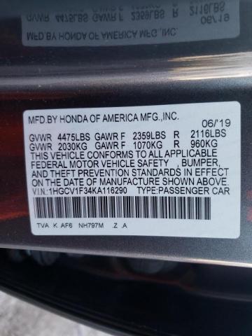 Photo 9 VIN: 1HGCV1F34KA116290 - HONDA ACCORD SPO 