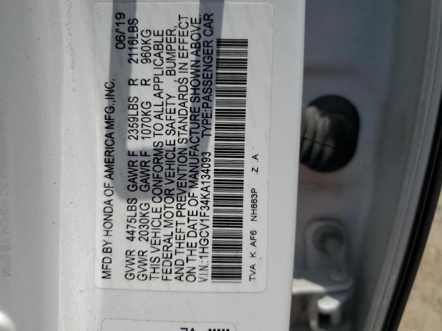 Photo 11 VIN: 1HGCV1F34KA134093 - HONDA ACCORD 