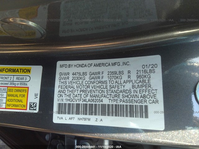 Photo 8 VIN: 1HGCV1F34LA062054 - HONDA ACCORD 