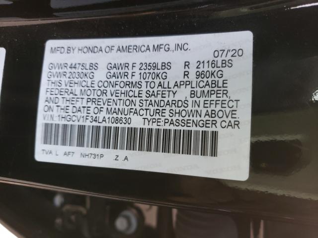 Photo 9 VIN: 1HGCV1F34LA108630 - HONDA ACCORD SPO 