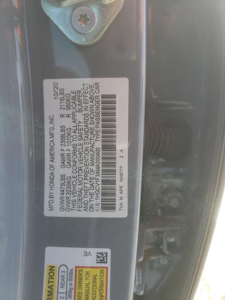 Photo 12 VIN: 1HGCV1F34MA000400 - HONDA ACCORD 