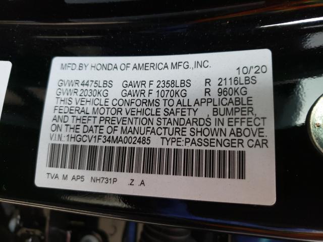 Photo 9 VIN: 1HGCV1F34MA002485 - HONDA ACCORD SPO 