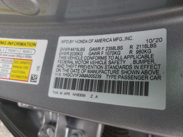 Photo 9 VIN: 1HGCV1F34MA005239 - HONDA ACCORD SPO 