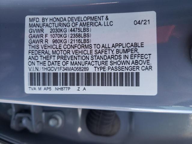 Photo 9 VIN: 1HGCV1F34MA068289 - HONDA ACCORD 