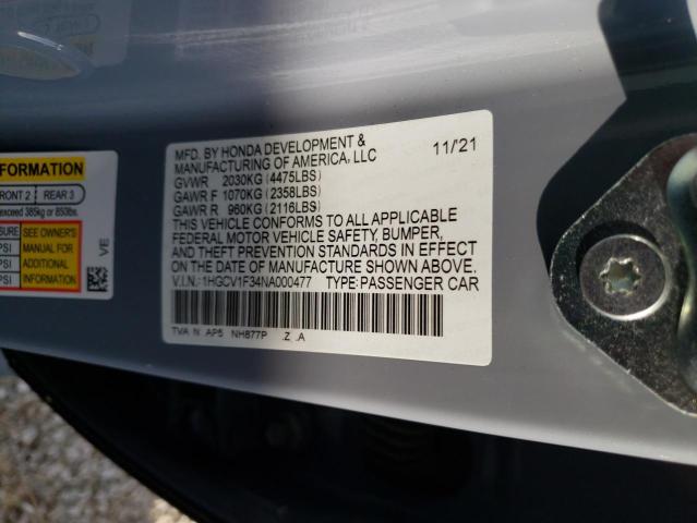 Photo 9 VIN: 1HGCV1F34NA000477 - HONDA ACCORD SPO 