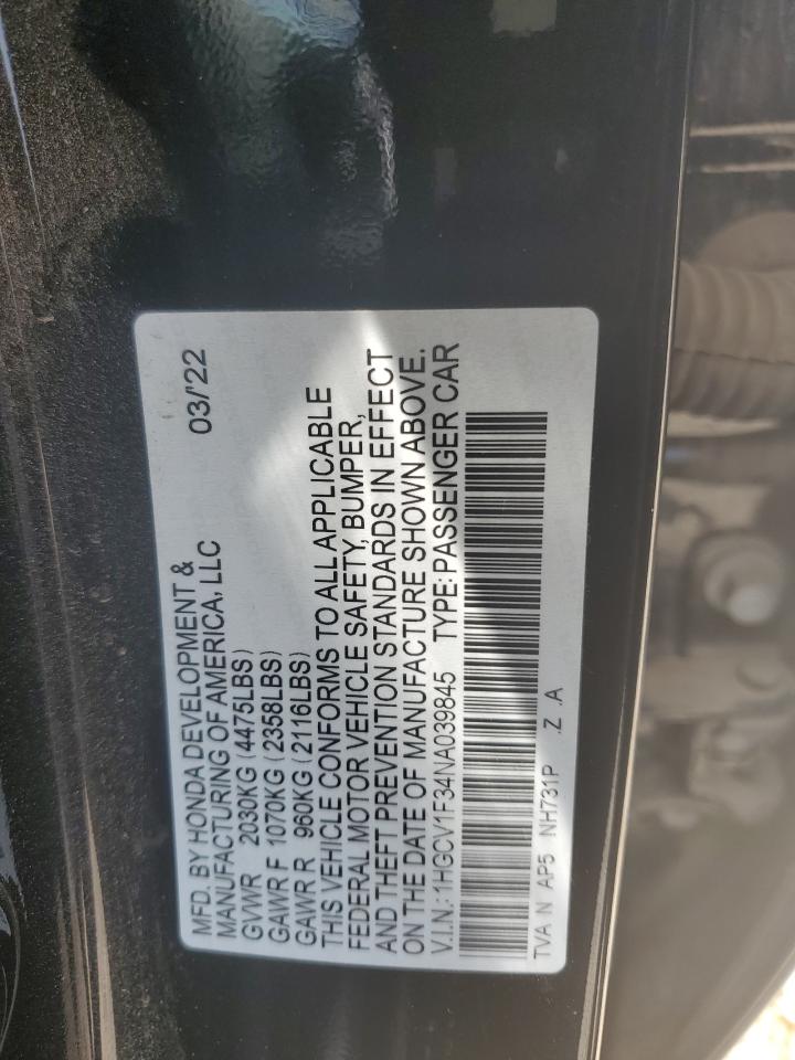 Photo 11 VIN: 1HGCV1F34NA039845 - HONDA ACCORD 