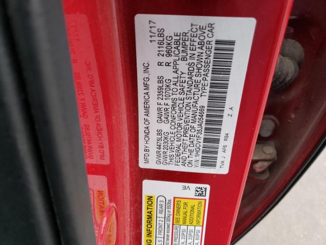 Photo 11 VIN: 1HGCV1F35JA054669 - HONDA ACCORD SPO 